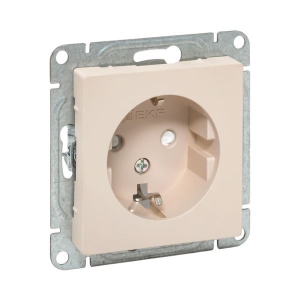 Розетка СП Эпика 16А с заземл. защ. шторки механизм крем. EKF UP1-SOI-111