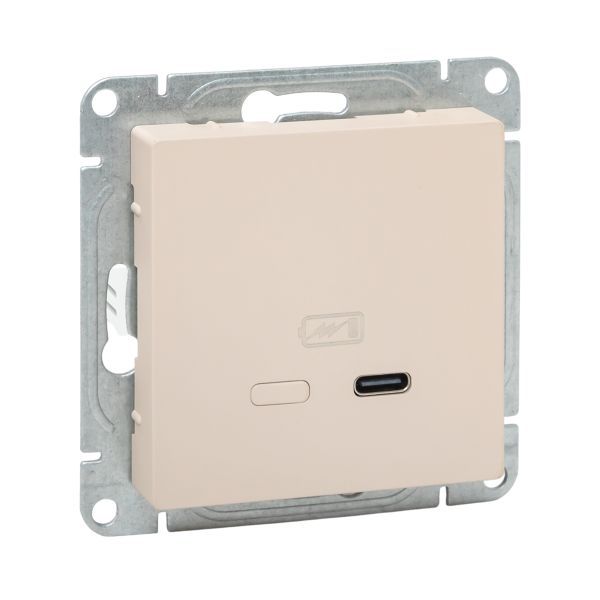 Розетка СП Эпика USB-C быстрая механизм крем. EKF UP1-SOI-USBCF