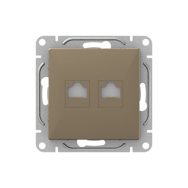 Розетка компьютерная 2-м СП Эпика RJ45 кат.5 механизм шампань EKF UP1-SOC-2RJ45-5