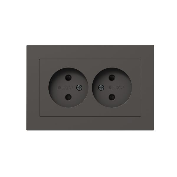 Розетка 2-м СП Эпика 16А без заземл. защ. шторки с рамкой механизм мокко EKF UP1-SOM-201