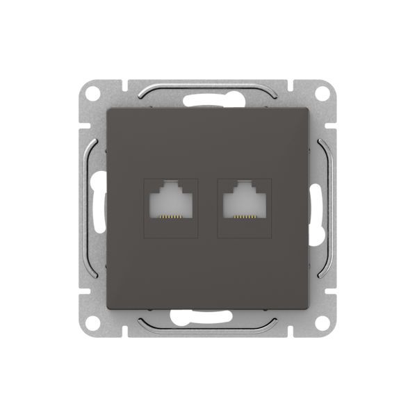 Розетка компьютерная 2-м СП Эпика RJ45 кат.5 механизм мокко EKF UP1-SOM-2RJ45-5