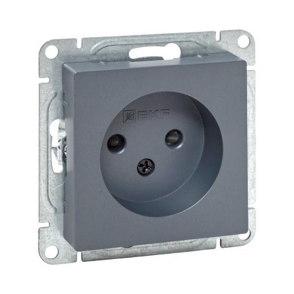 Розетка СП Эпика 16А без заземл. защ. шторки механизм графит EKF UP1-SOG-101