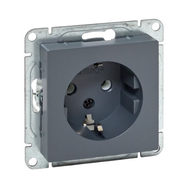 Розетка СП Эпика 16А с заземл. без защ. шторок механизм графит EKF UP1-SOG-110