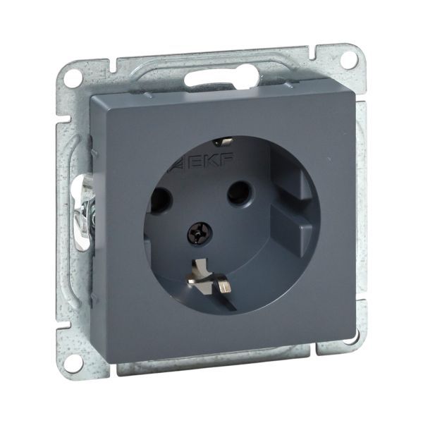Розетка СП Эпика 16А с заземл. защ. шторки механизм графит EKF UP1-SOG-111