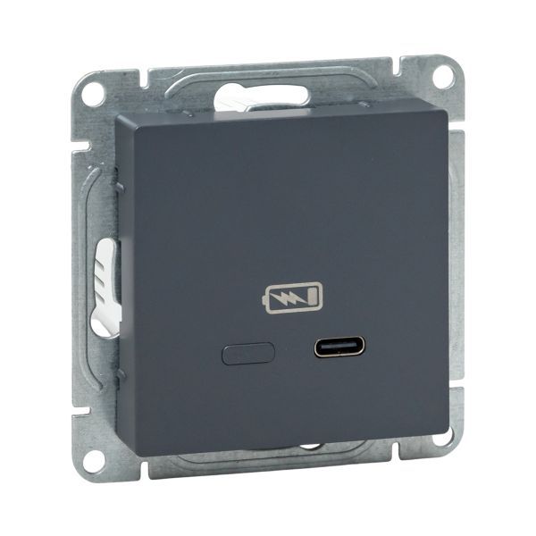 Розетка СП Эпика USB-C быстрая механизм графит EKF UP1-SOG-USBCF