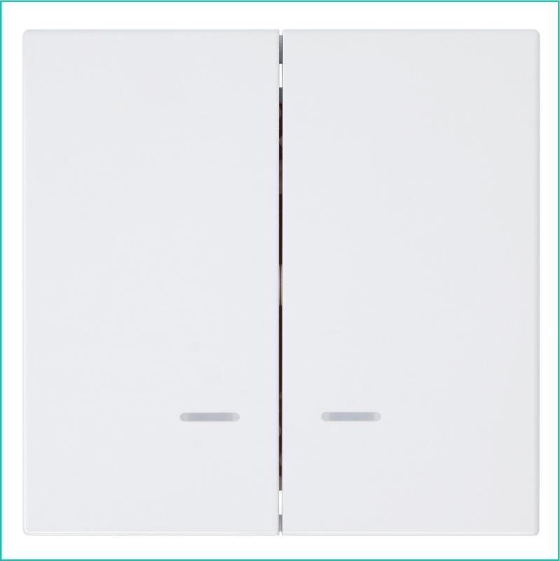 Выключатель 2-кл. СП FD 10А IP20 с подсветкой с накладкой механизм бел. глянцевый Jasmart FD3023NW