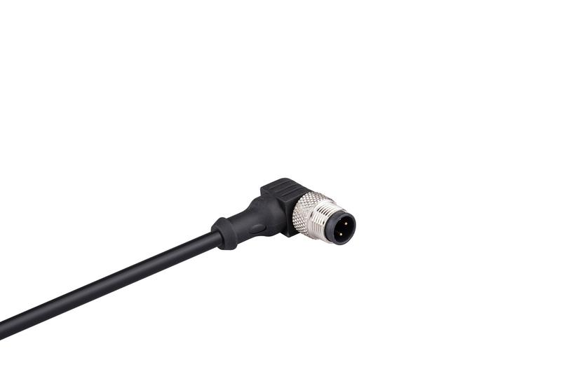 Кабель соединительный 5м со штепселем M12х3 90град. ПУ IP68 EMAS SKM12F3DXP5