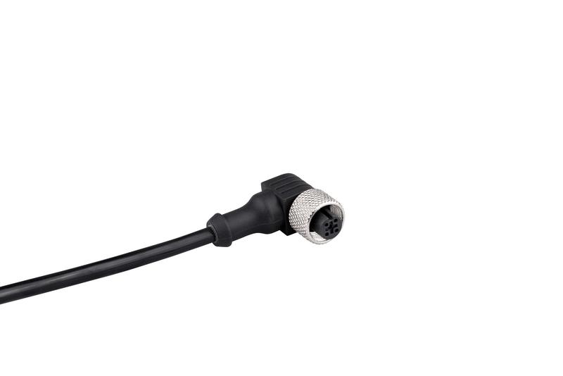 Кабель соединительный 5м с гнездом M12х4 90град. ПУ IP68 EMAS SKM12P4DXP5