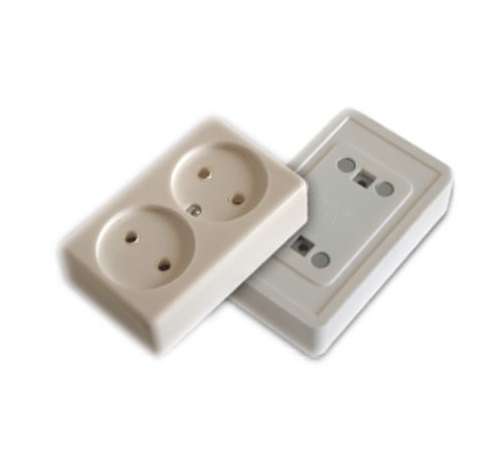 Розетка 2-м ОП 16А IP20 без заземл. с монтаж. панелью бел. БЕЛТИЗ РА 16-009