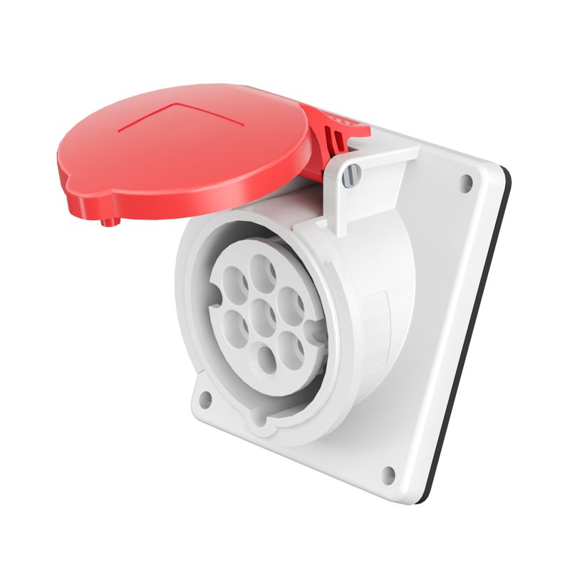 Розетка панельная PAS 16А 7п 6P+E 400В IP44 с наклоном DKC PAS674-016-40