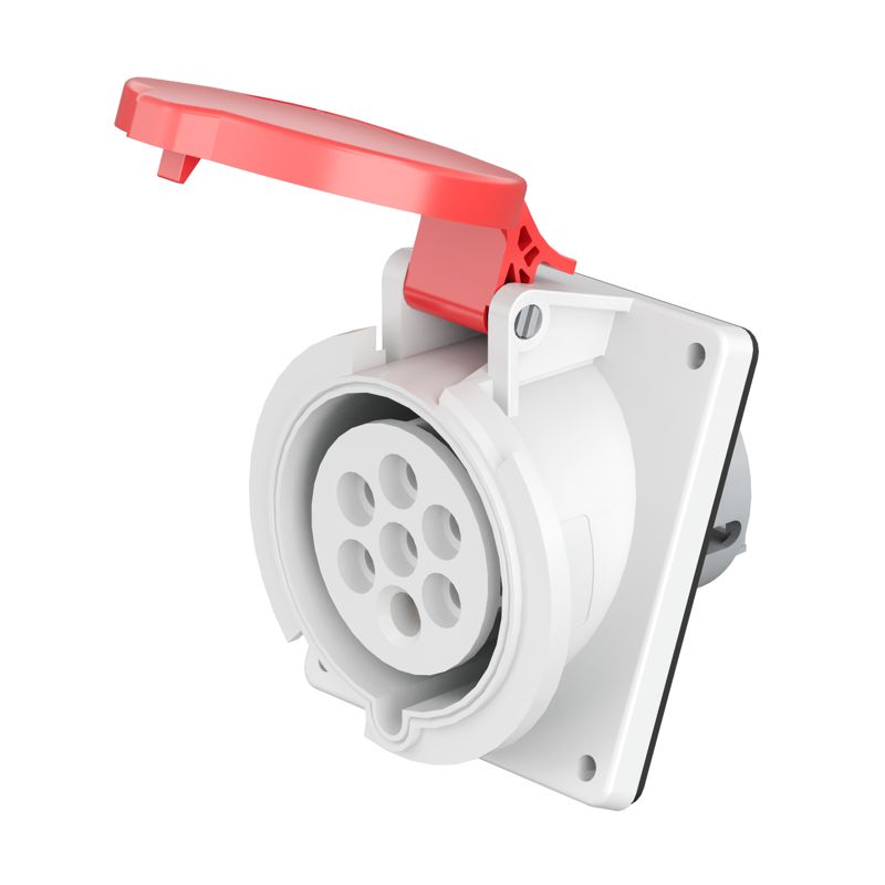 Розетка панельная PAS 32А 7п 6P+E 400В IP44 с наклоном DKC PAS674-032-40