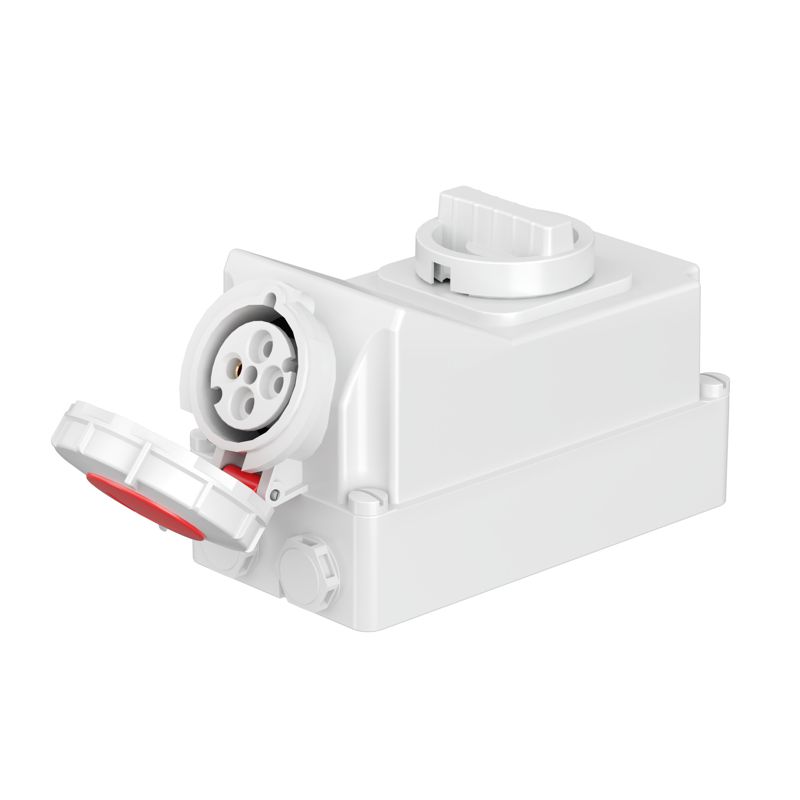 Розетка настенная WIS 32А 4п 3P+E 400В 3h IP67 с механич. блокировкой и боков. расположением разъема DKC WIS346-032-40