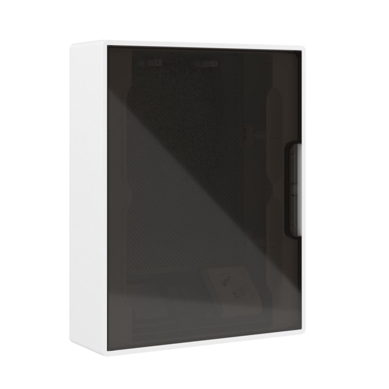 Щиток настенный FRAME 24мод. слаботочный с тонированной дверцей с монтажн. платой в комплекте с 1 розеткой Viva (арт. 45005) и 1 коробкой PDD (арт. 10033) бел. DKC F24W4WD