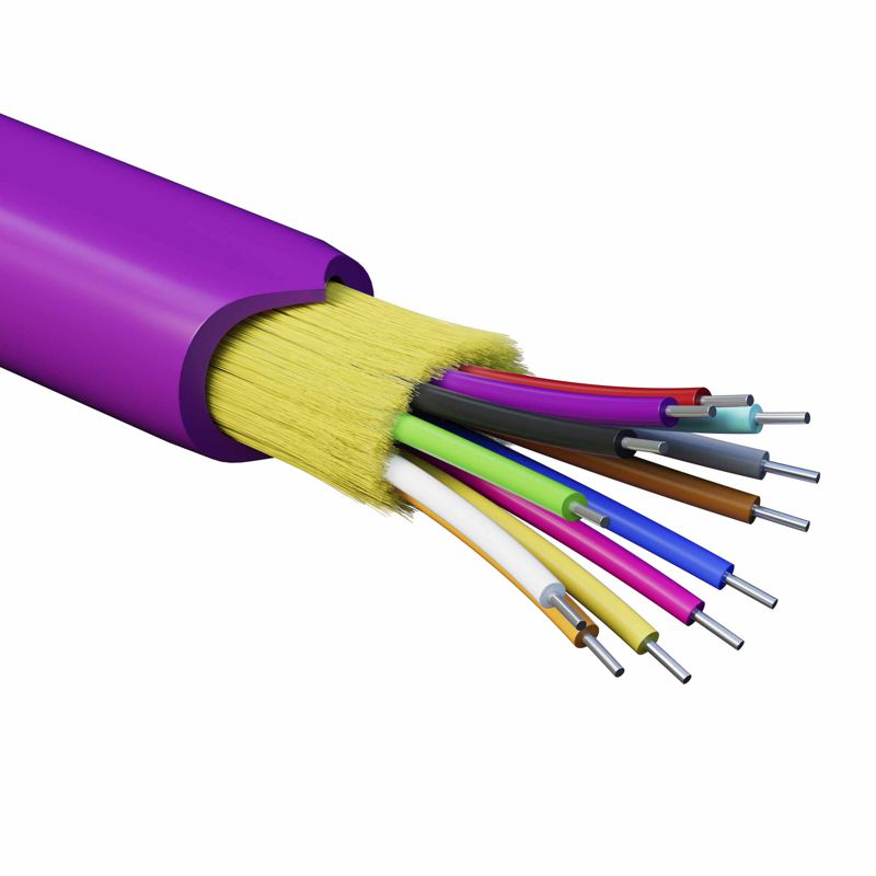 Кабель волоконно-оптический распределит. нг(А)-HFLTx 12 ОВ категория OM4 (G.651.1) плотный буфер 0.4кН арамидные упрочняющие нити для внутр. прокл. бараб. 500м DKC RNDT4C12MG03-E