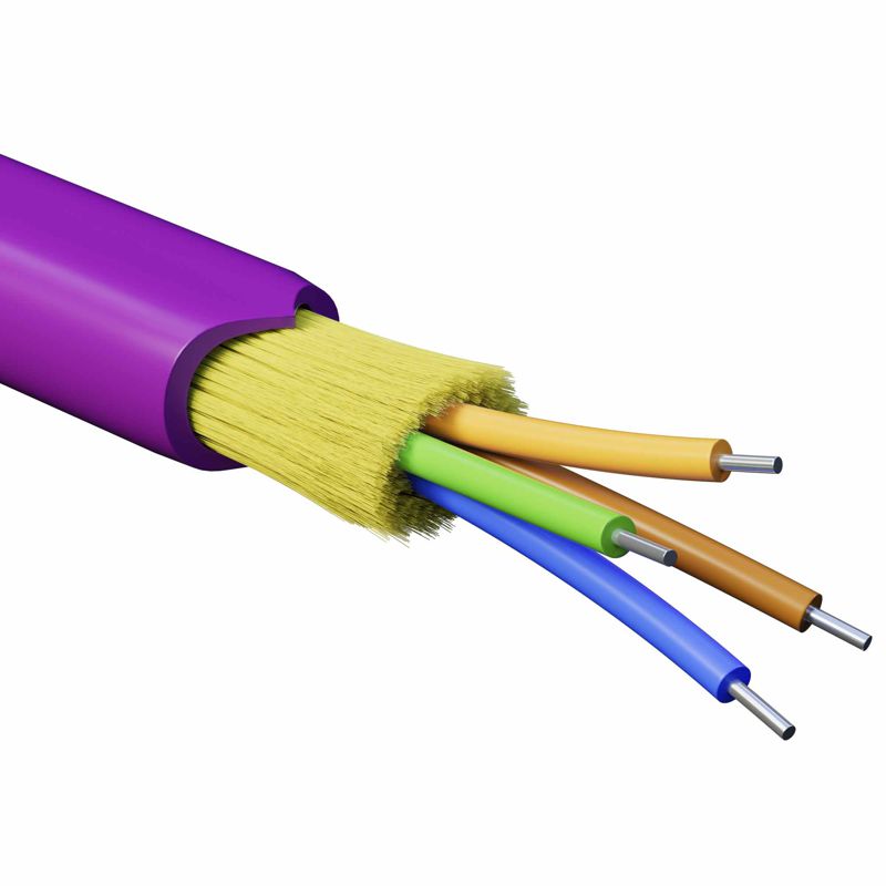 Кабель волоконно-оптический распределит. нг(А)-HFLTx 4 ОВ категория OM4 (G.651.1) плотный буфер 0.4кН арамидные упрочняющие нити для внутр. прокл. бараб. 2000м DKC RNDT4C4MG03