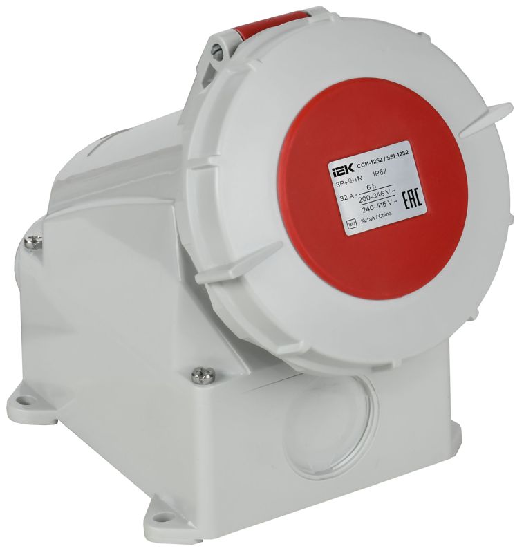 Розетка стационарная ССИ-1252 32А 5п 3P+PE+N 6ч 380В IP67 IEK PSR12-032-5-0-67