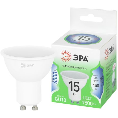 Лампа светодиодная GREEN LINE LED MR16-15W-865-GU10 GL 15Вт софит 6500К холод. свет GU10 220-240В Эра Б0070074