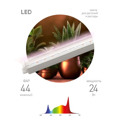 Светильник светодиодный (фитолампа) FITO-24W-Ra90 24Вт IP20 линейный для растений полного спектра Эра Б0069717