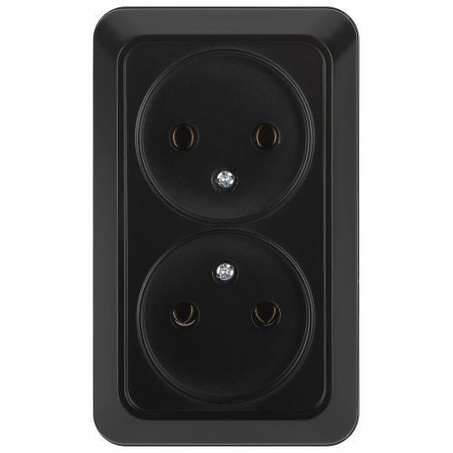 Розетка 2-м ОП Quadro 2-203-05 16А IP20 2х2P 250В без заземл. антрацит Intro Б0069695