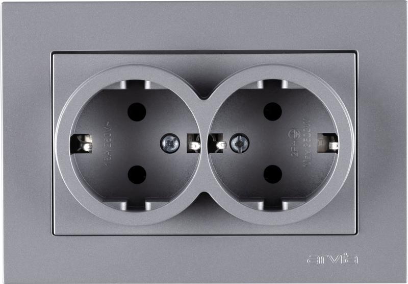 Розетка 2-м с заземл. в сборе KAREN сер. ARVIA 20 03 2000 907