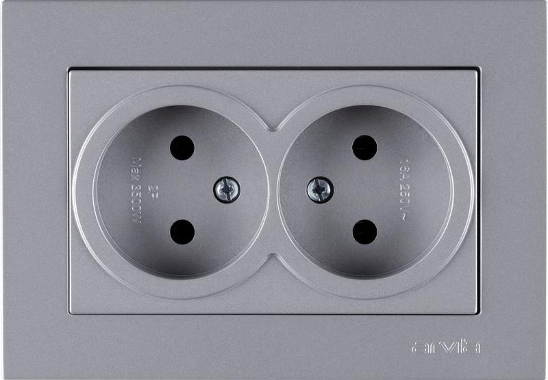 Розетка 2-м без заземл. в сборе KAREN сер. ARVIA 20 03 2000 908