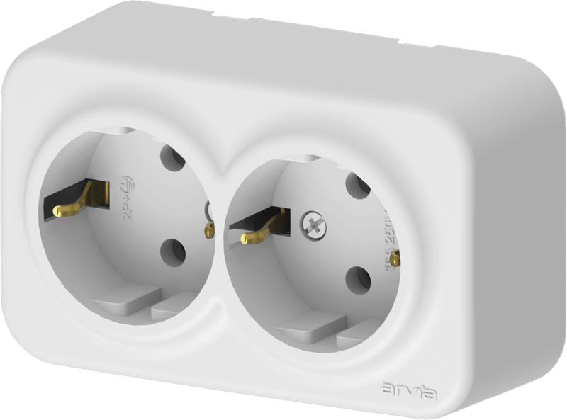 Розетка 2-м с заземл. IP20 ARIA бел. ARVIA 25 01 1000 907