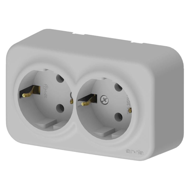 Розетка 2-м с заземл. IP20 ARIA сер. ARVIA 25 22 1000 907