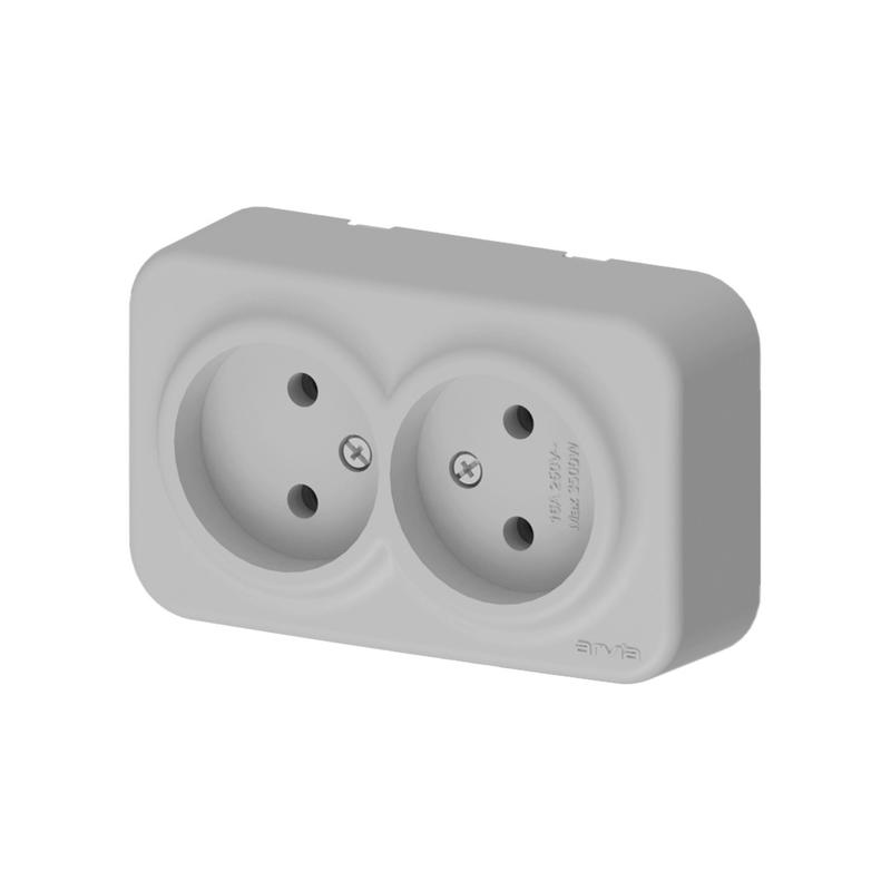 Розетка 2-м без заземл. IP20 ARIA сер. ARVIA 25 22 1000 908