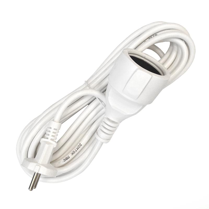 Удлинитель-шнур 1х5м без заземл. 10А IP20 ПВС 2х1 бел. DOMTOK 2337