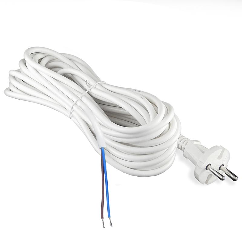 Шнур сетевой с вилкой 5м без заземл. 10А ПВС 2х1 бел. DOMTOK 2773