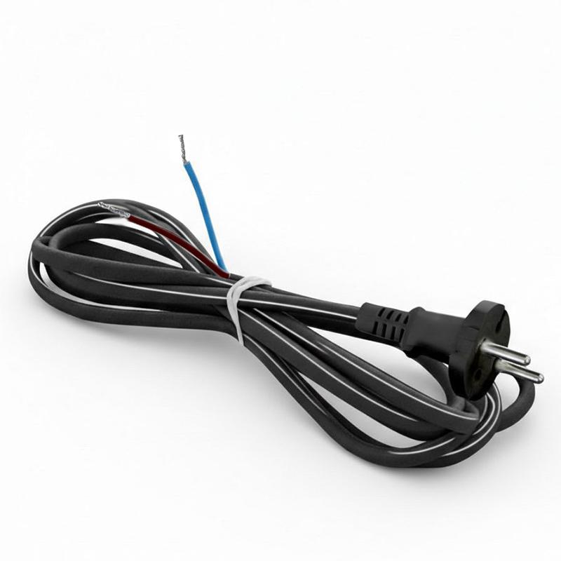 Шнур сетевой с вилкой 2м без заземл. 10А ПВС 2х1 черн. DOMTOK 2774