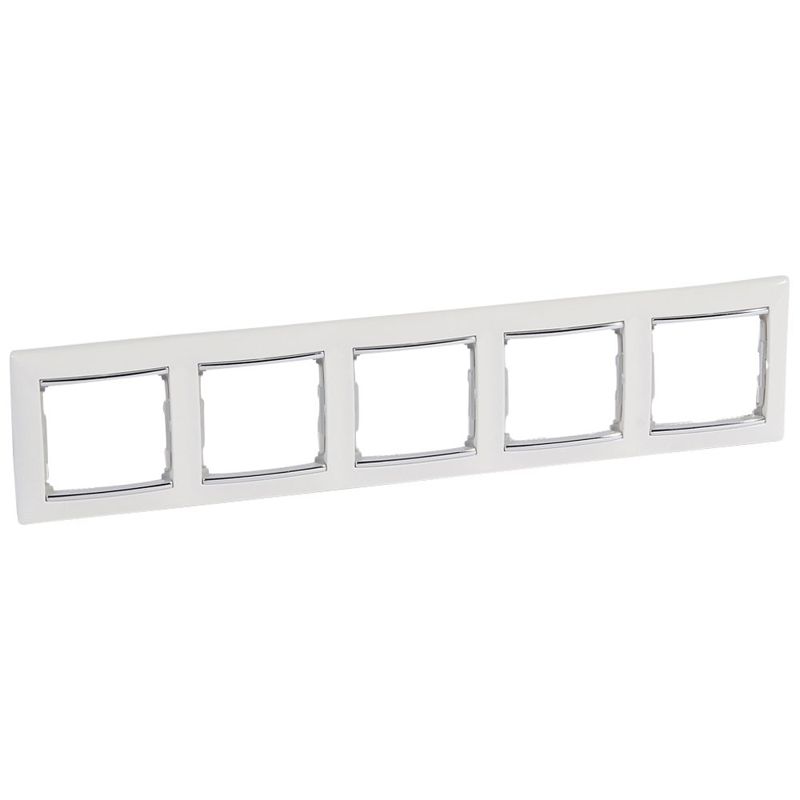 Рамка 5-м Valena горизонт. бел./серебр. IEK 770495