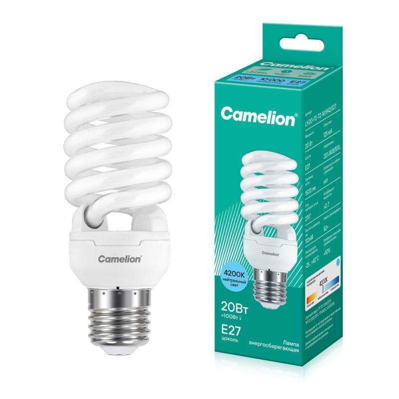 Лампа люминесцентная компакт. LH FS T2 M 20Вт спиральная 4200К E27 220В Camelion 10523