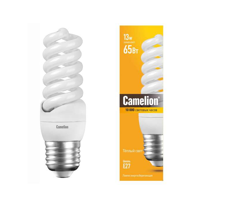 Лампа люминесцентная компакт. LH FS T2 M 13Вт E27 спиральная 2700К Camelion 10594