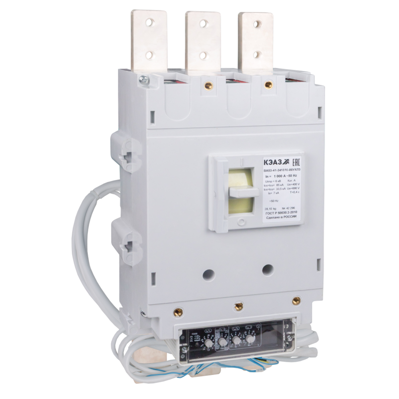 Выключатель автоматический 3п 1000А 135кА ВА53-41-341816 УХЛ3 690В AC НР=230В AC/220В DC КЭАЗ 218018
