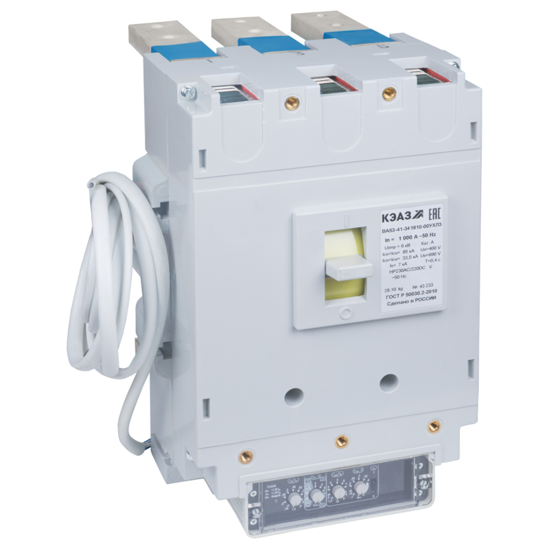 Выключатель автоматический 3п 1000А 135кА ВА53-41-340010 УХЛ3 690В AC задн. присоед. КЭАЗ 220481