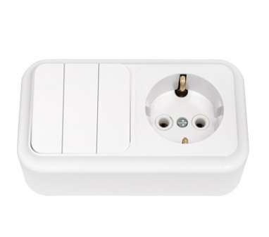 Блок ОП (розетка с заземл. + 3-кл. выкл.) бел. Bylectrica 3В-РЦ-531