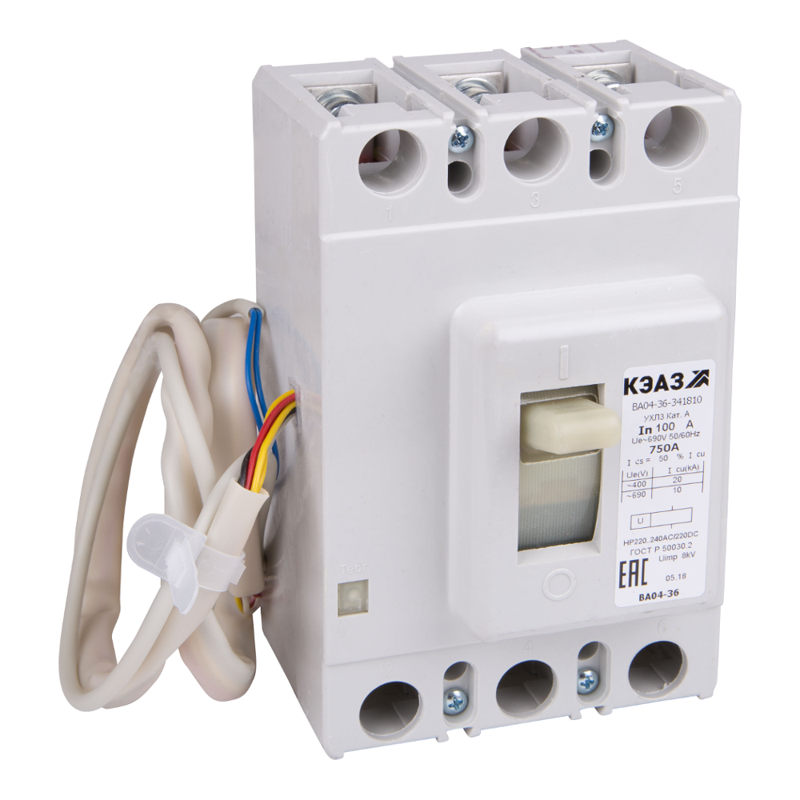 Выключатель автоматический 3п 125А 1000Im 18кА ВА04-36-341110 УХЛ3 440В DC КЭАЗ 225494