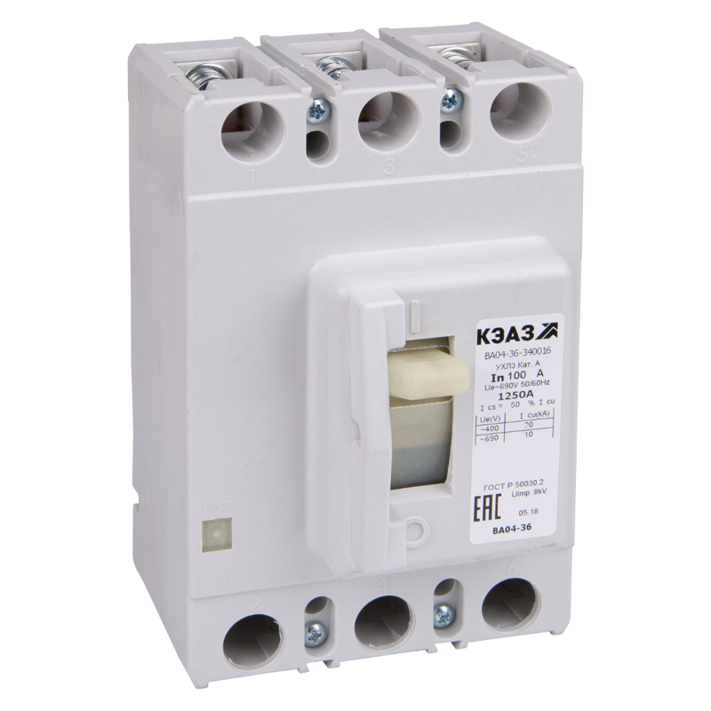 Выключатель автоматический 3п 160А 2000Im 20кА ВА04-36-340016 УХЛ3 690В AC КЭАЗ 229473
