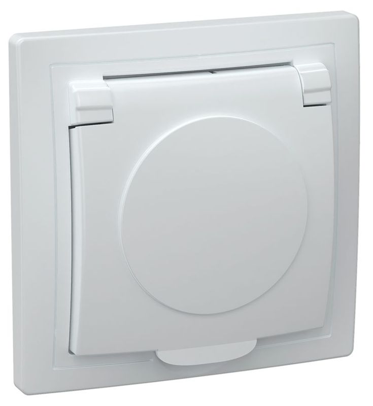 Розетка 1-м СП Кварта РСб10-3-КБ 16А IP20 с заземл. с крышкой бел. GENERICA ERK15-K01-16-DM