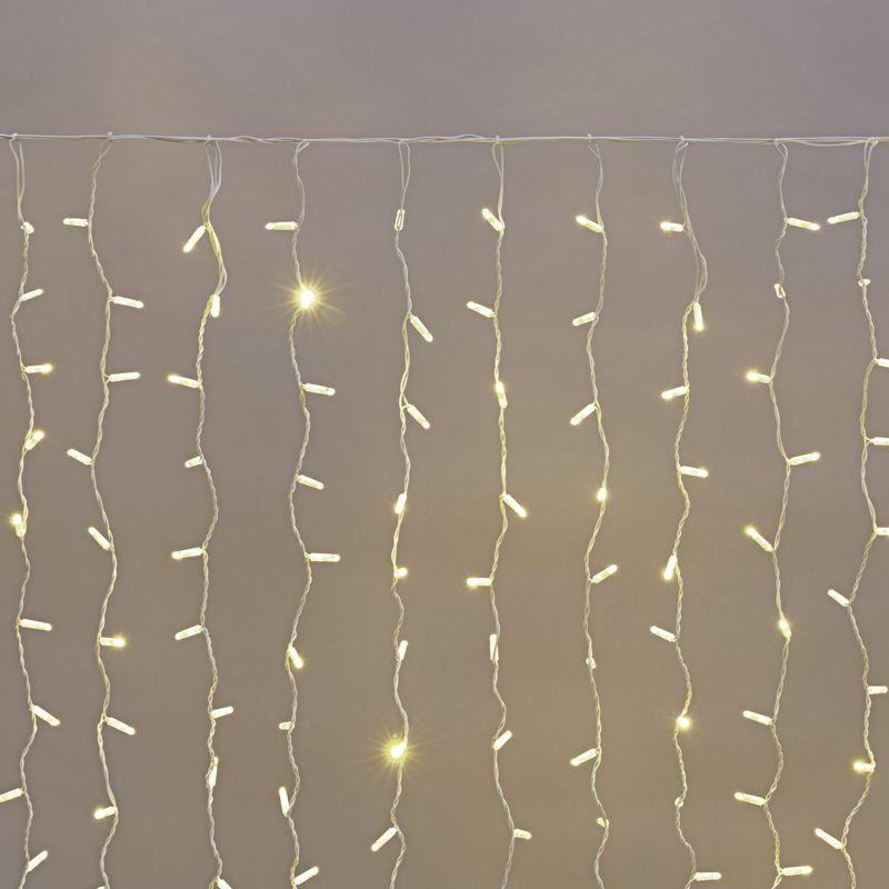 Гирлянда светодиодная "Светодиодный Дождь" 2х1.5м 300LED тепл. бел. 23Вт 230В IP65 постоян. свечение провод бел. (нужен шнур питания 303-500-1) Neon-Night 235-116