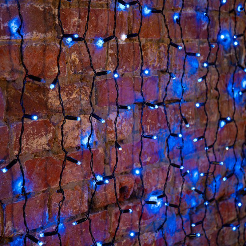 Гирлянда светодиодная "Светодиодный Дождь" 2х3м 760LED син. 78Вт 230В IP65 постоян. свечение провод черн. Neon-Night 235-143