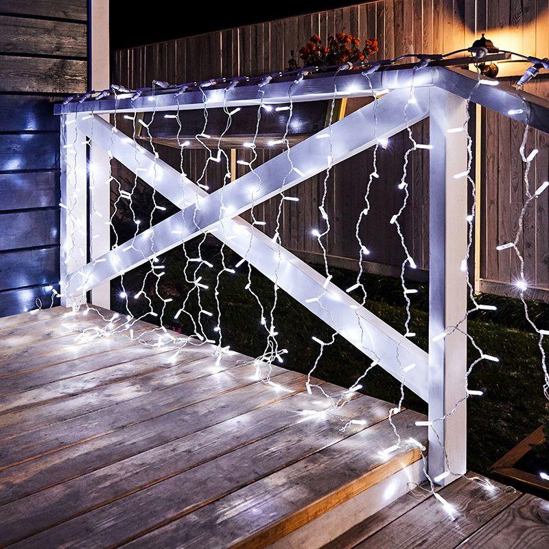 Гирлянда светодиодная "Светодиодный Дождь" 2х1.5м 192LED бел. 78Вт 230В IP65 постоян. свечение провод прозр. Neon-Night 235-305-6