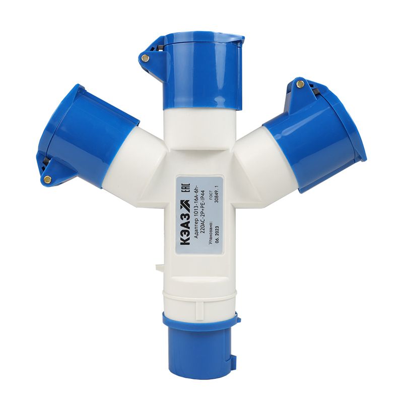 Адаптер силовой трехлучевой 1013 16А 6h 220AC 2P+PE IP44 КЭАЗ 235597