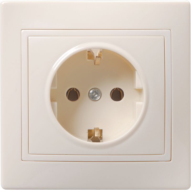 Розетка 1-м СП Кварта РСш10-3-ККм 16А IP20 с заземл. защ. шторки крем. GENERICA ERK11-K33-16-DM