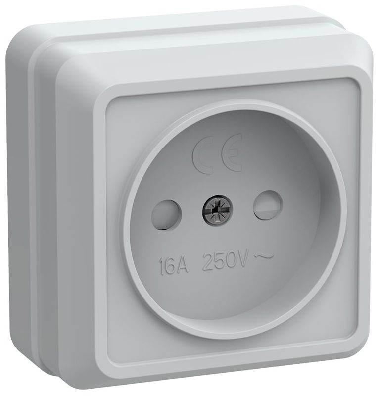 Розетка 1-м ОП Октава РСш20-2-ОБ 10А IP20 без заземл. защ. шторки бел. GENERICA ERO13-K01-10-DC