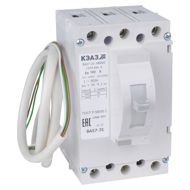 Выключатель автоматический 2п 50А 400Im 40кА ВА57-31-841110 УХЛ3 690В AC КЭАЗ 248272