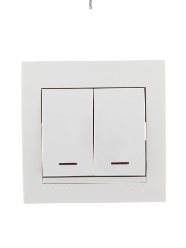 Выключатель 2-кл. СП Deriy 10А с подсветкой бел. LEZARD 702-0202-112