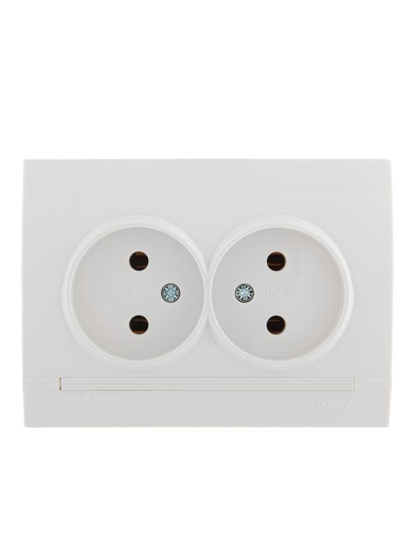 Розетка 2-м СП Deriy 16А IP20 без заземл. керамика бел./бел. LEZARD 702-0202-128