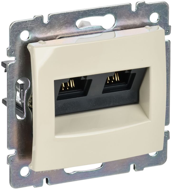 Розетка компьютерная 2-м СП Valena RJ45 кат.5 UTP механизм сл. кость (DIY-упак.) IEK 695626